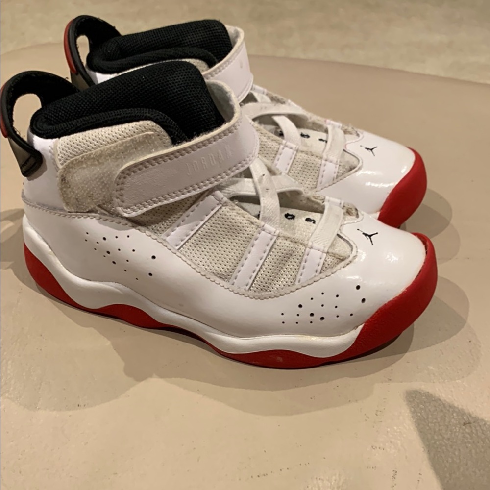 Jordan White and Red Sneakers with Velcro Strap